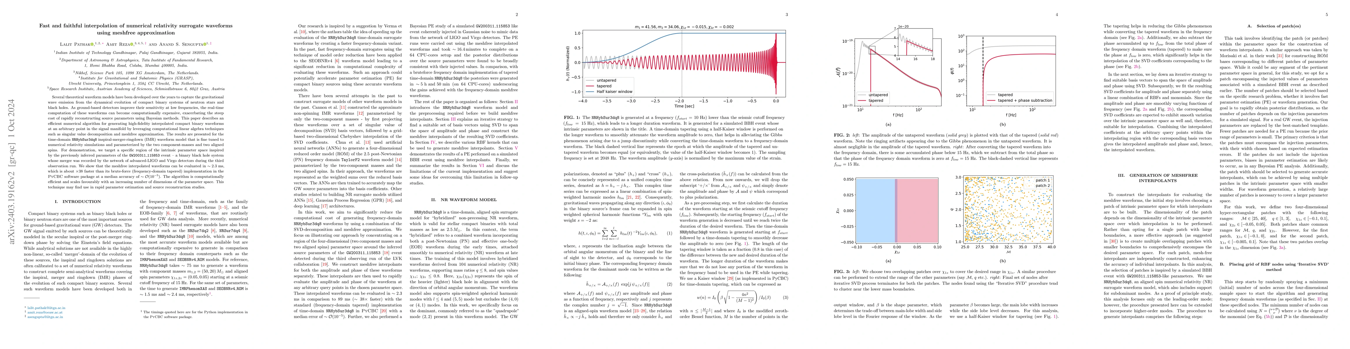Thumbnail for Fast and faithful interpolation of numerical relativity surrogate
  waveforms using meshfree approximation