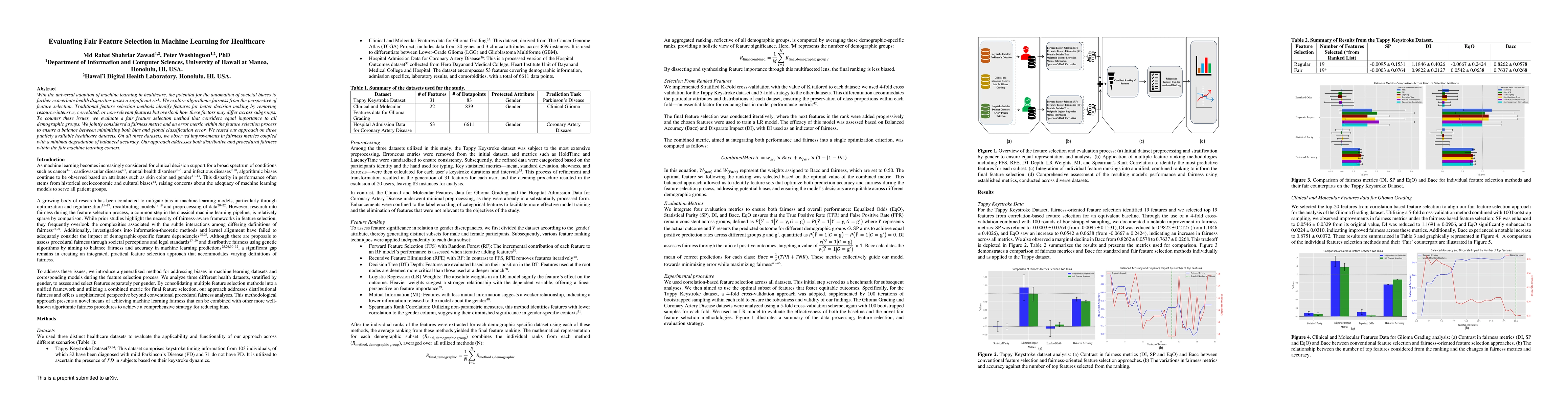 Thumbnail for Evaluating Fair Feature Selection in Machine Learning for Healthcare