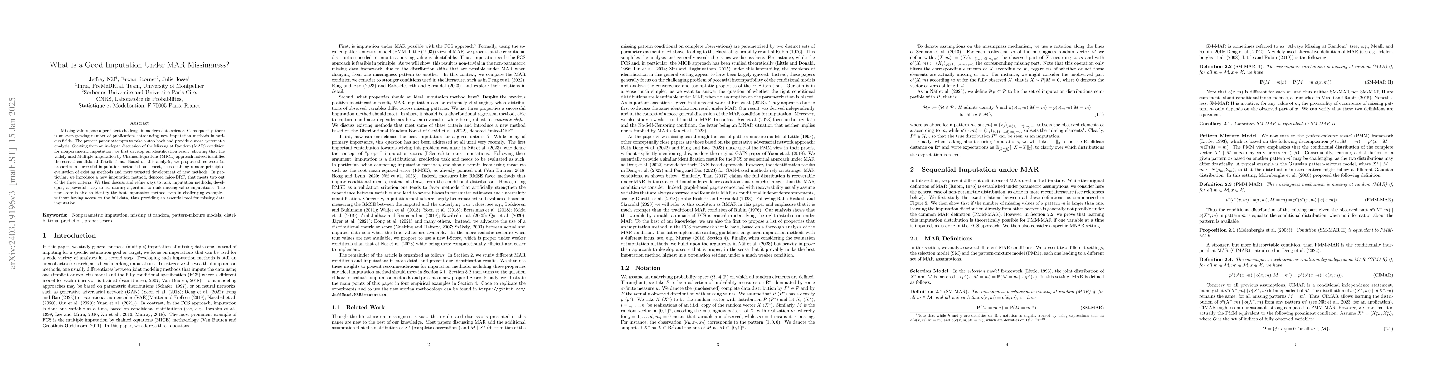 Thumbnail for What Is a Good Imputation Under MAR Missingness?