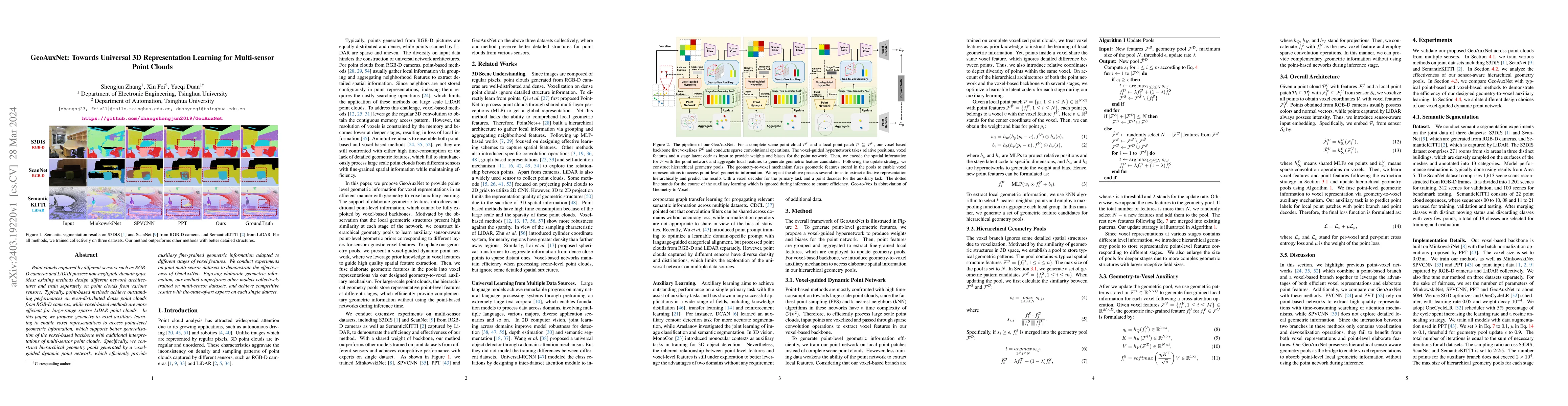 Thumbnail for GeoAuxNet: Towards Universal 3D Representation Learning for Multi-sensor
  Point Clouds
