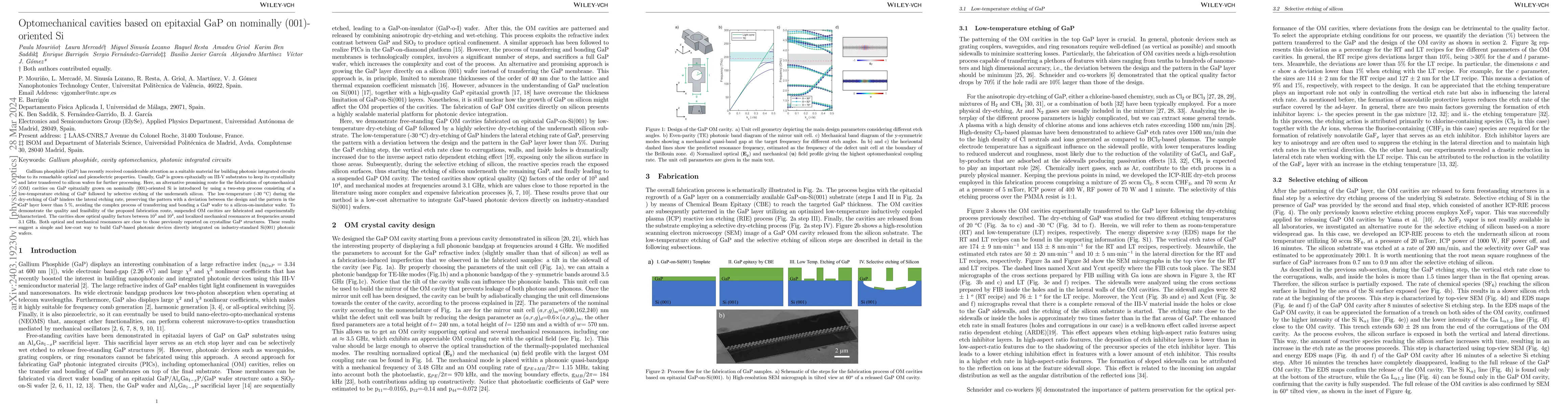Thumbnail for Optomechanical cavities based on epitaxial GaP on nominally
  (001)-oriented Si