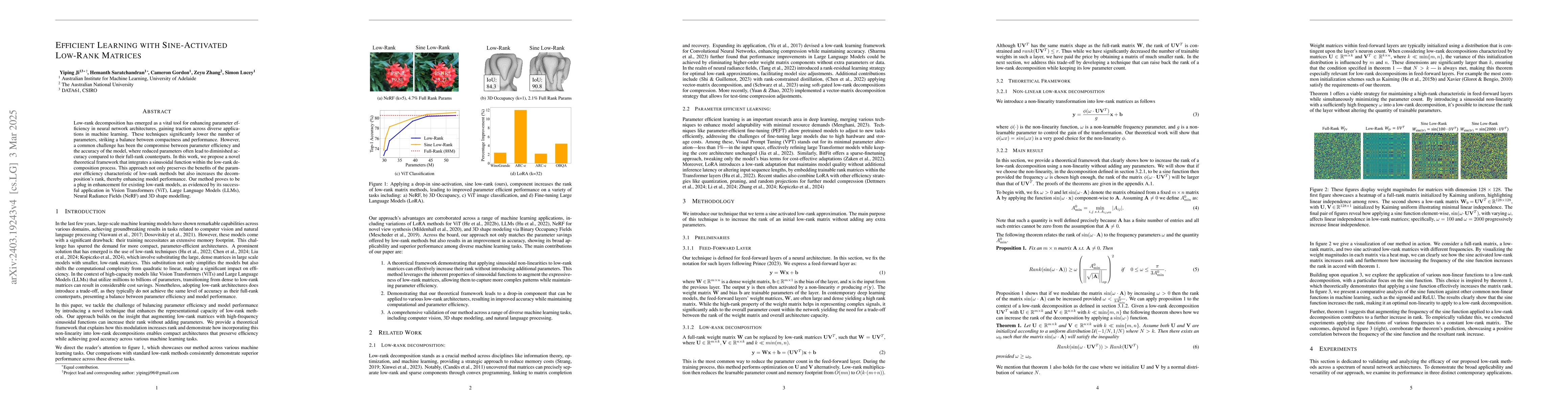Thumbnail for Sine Activated Low-Rank Matrices for Parameter Efficient Learning