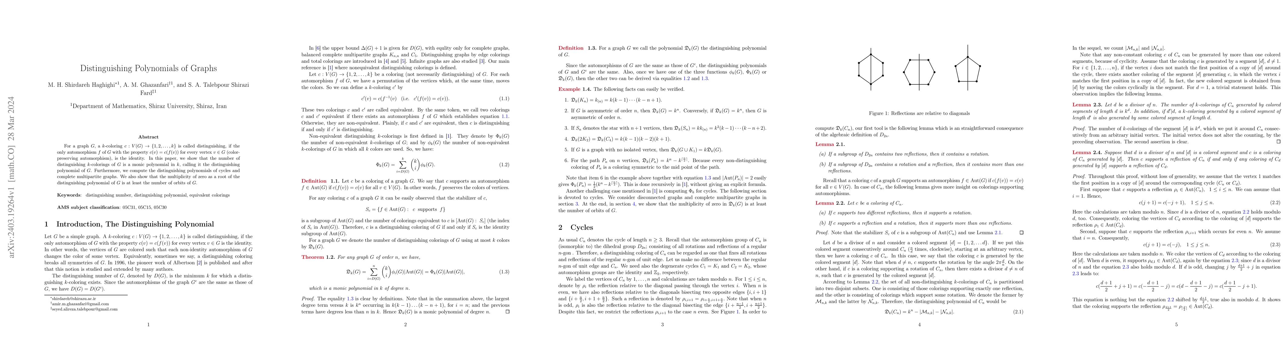 Thumbnail for Distinguishing Polynomials of Graphs