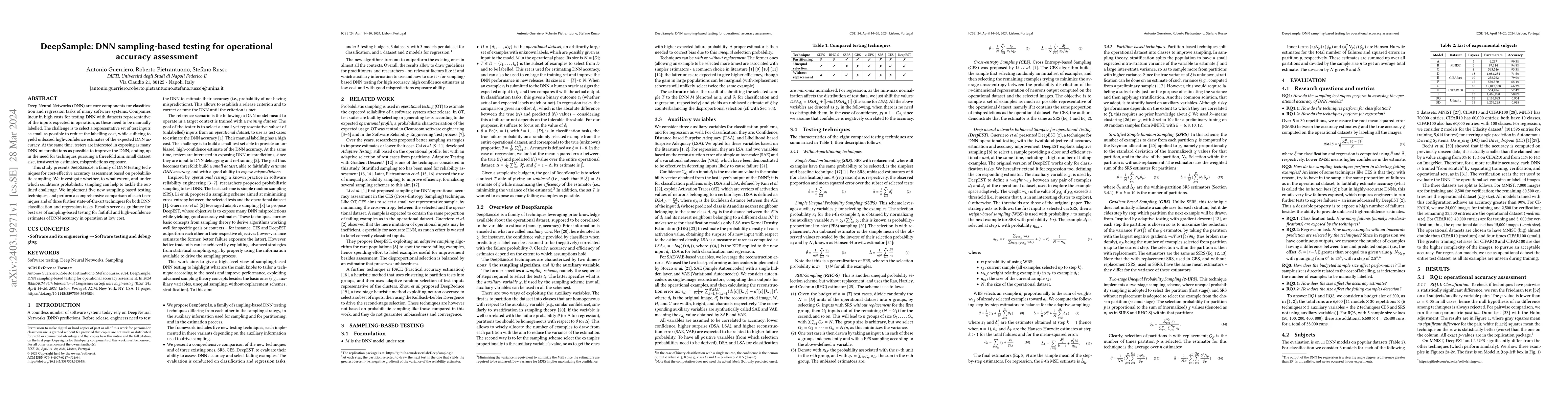 Thumbnail for DeepSample: DNN sampling-based testing for operational accuracy
  assessment