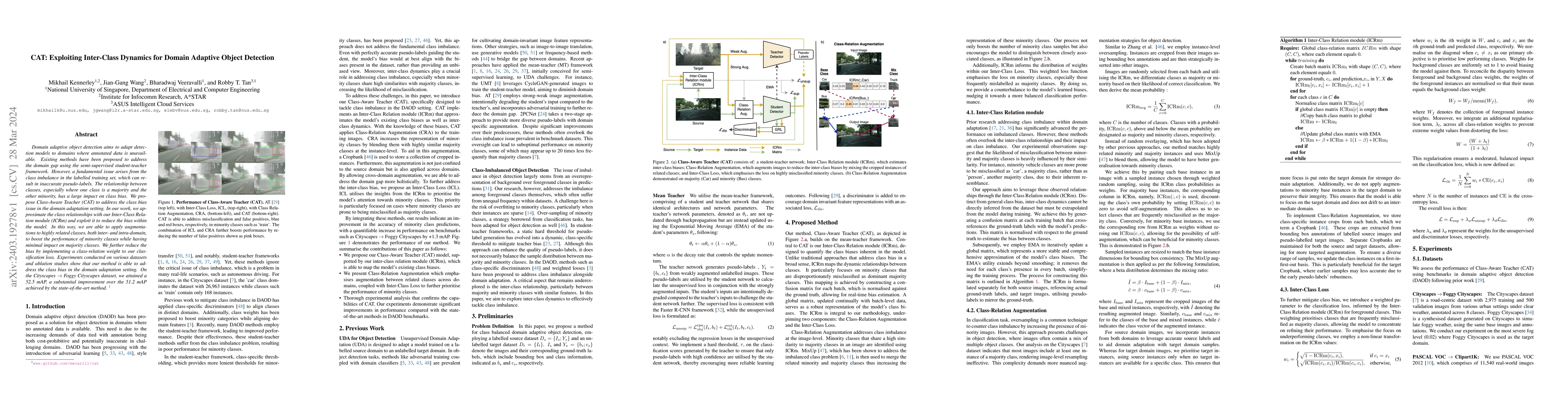 Thumbnail for CAT: Exploiting Inter-Class Dynamics for Domain Adaptive Object
  Detection