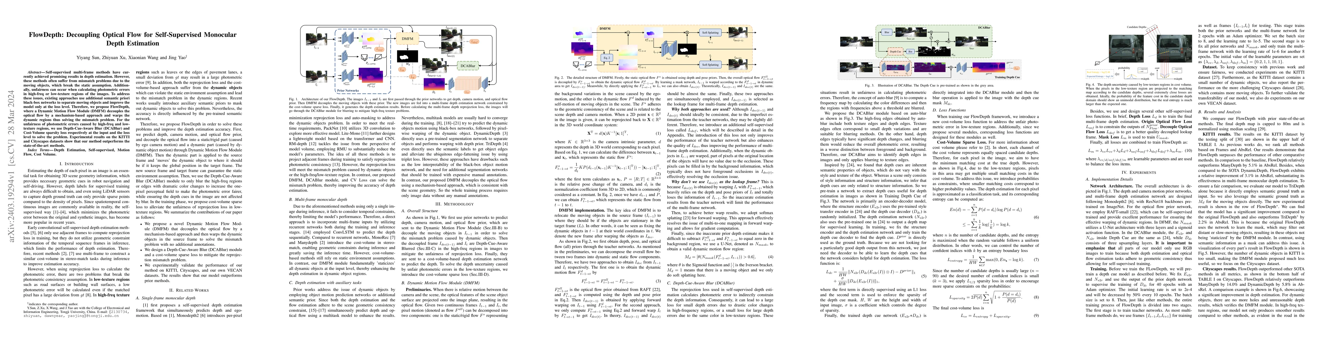Thumbnail for FlowDepth: Decoupling Optical Flow for Self-Supervised Monocular Depth
  Estimation