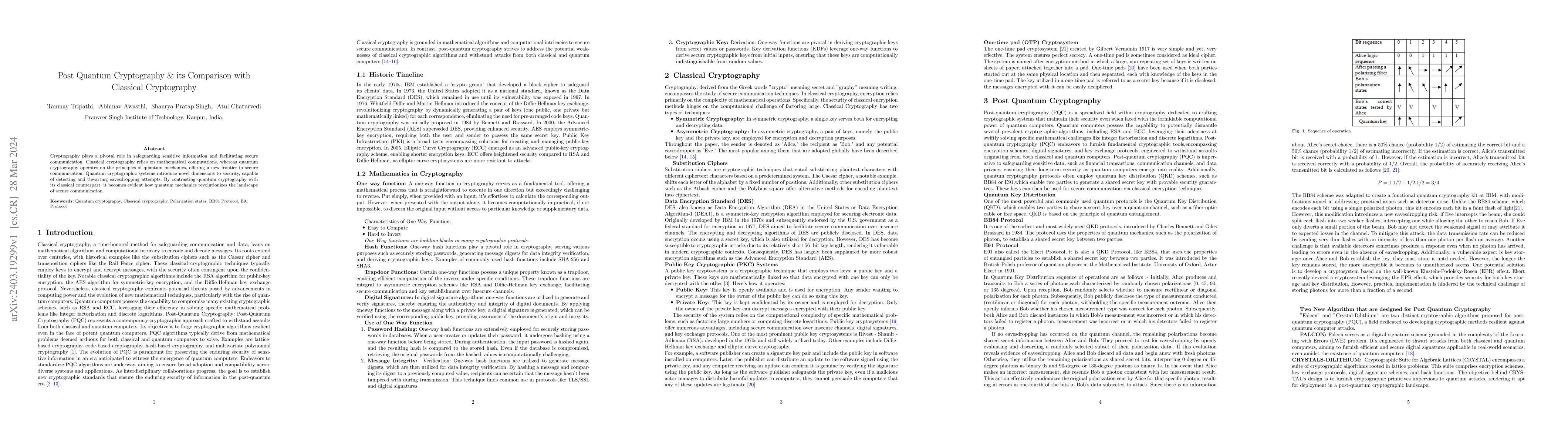 Thumbnail for Post Quantum Cryptography and its Comparison with Classical Cryptography