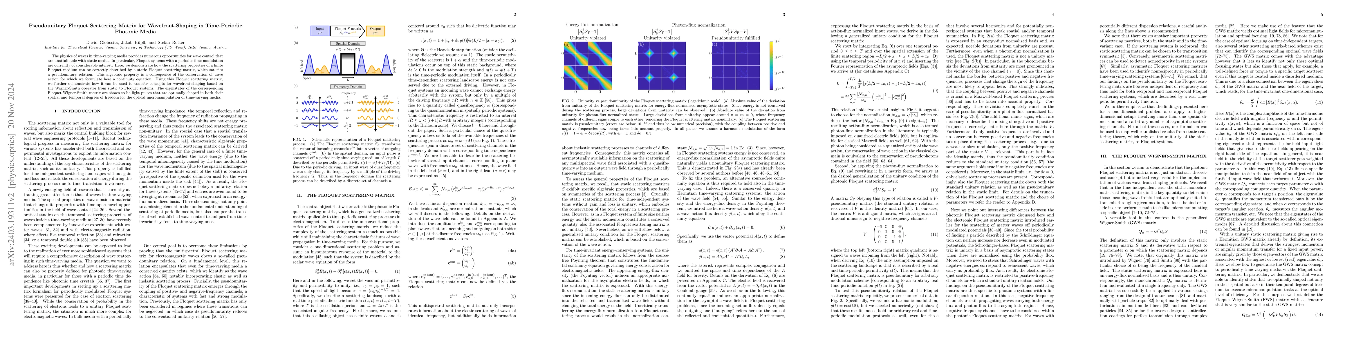 Thumbnail for A Photonic Floquet Scattering Matrix for Wavefront-Shaping in
  Time-Periodic Media