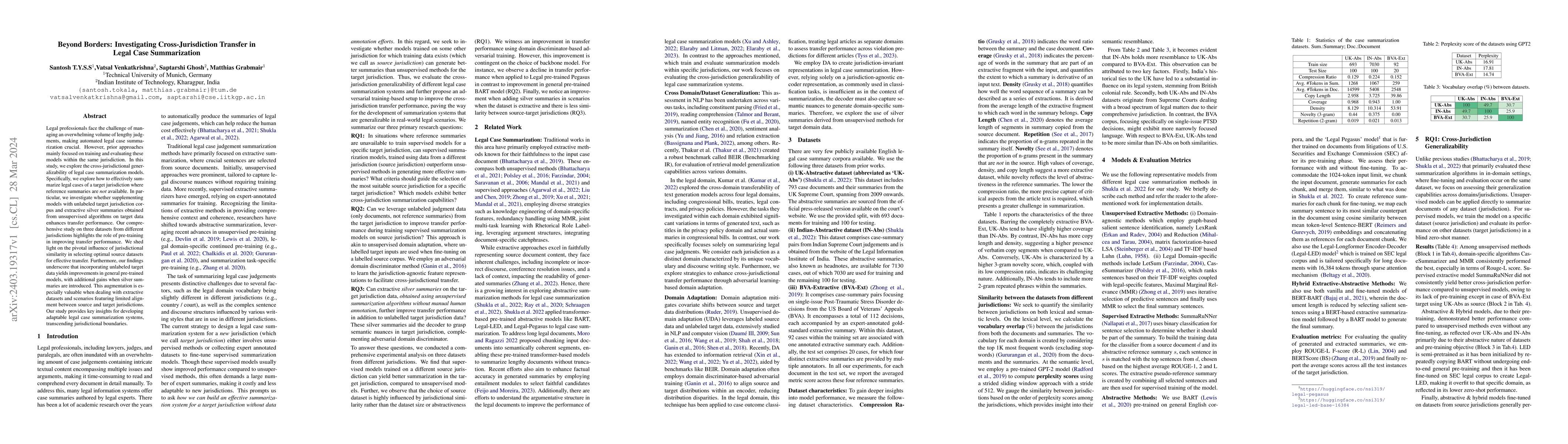 Thumbnail for Beyond Borders: Investigating Cross-Jurisdiction Transfer in Legal Case
  Summarization