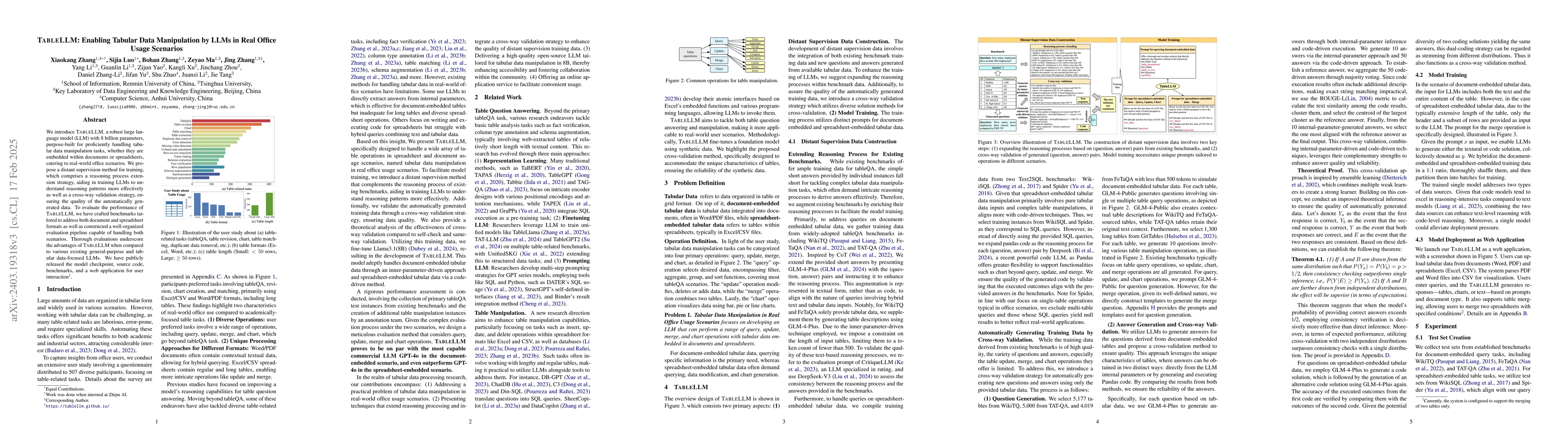 Thumbnail for TableLLM: Enabling Tabular Data Manipulation by LLMs in Real Office
  Usage Scenarios