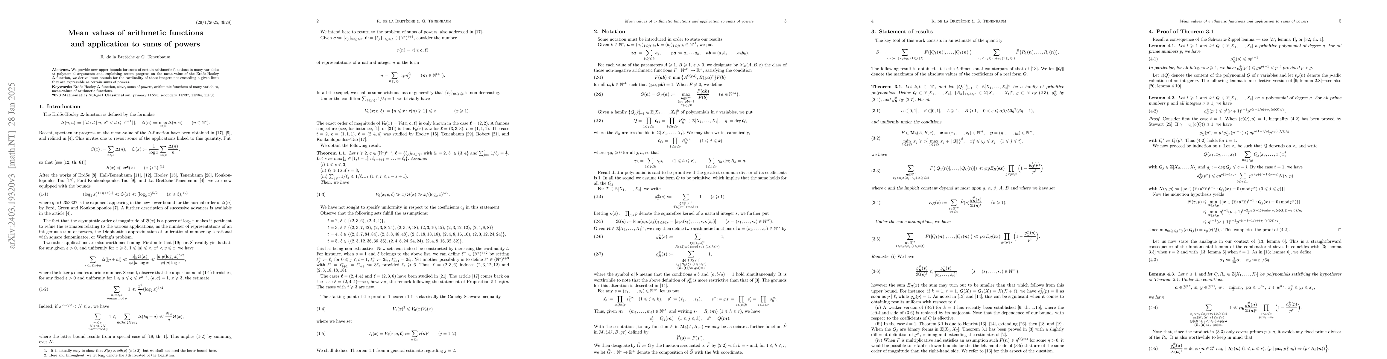 Thumbnail for Mean values of arithmetic functions and application to sums of powers