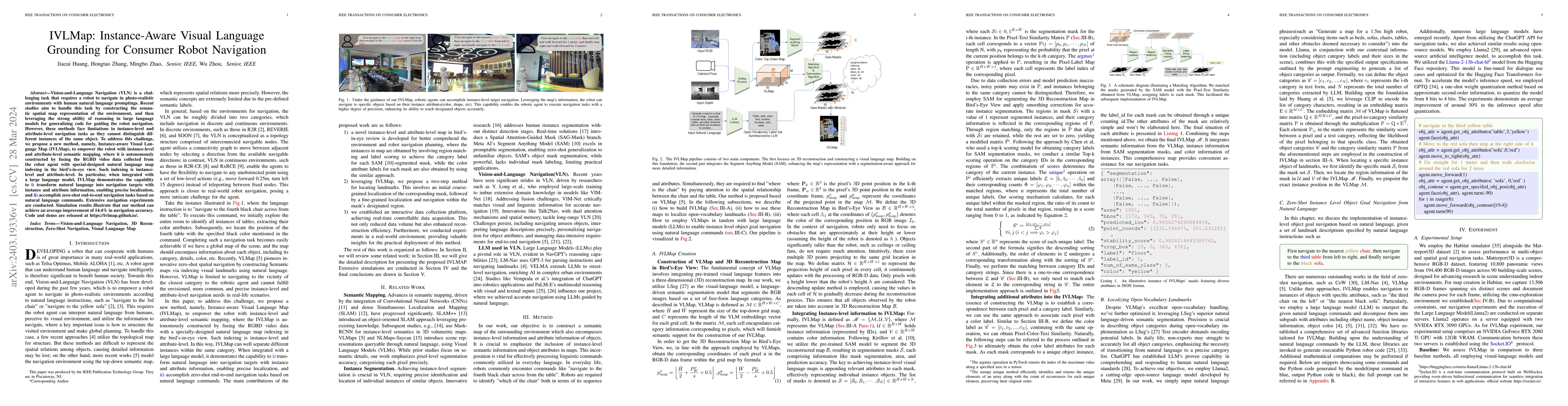 Thumbnail for IVLMap: Instance-Aware Visual Language Grounding for Consumer Robot
  Navigation