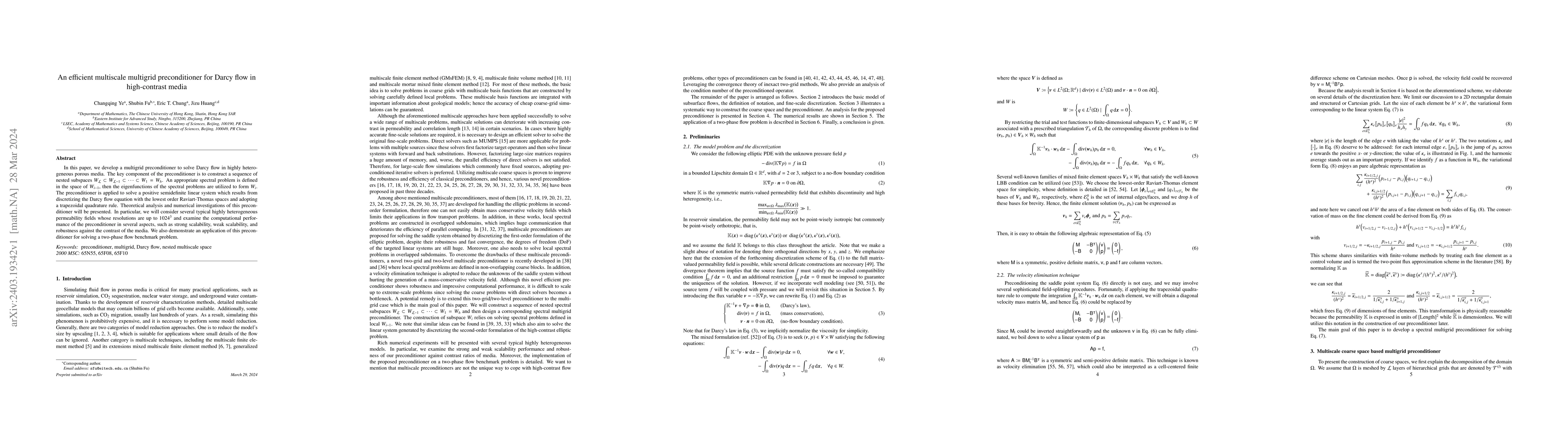 Thumbnail for An efficient multiscale multigrid preconditioner for Darcy flow in
  high-contrast media