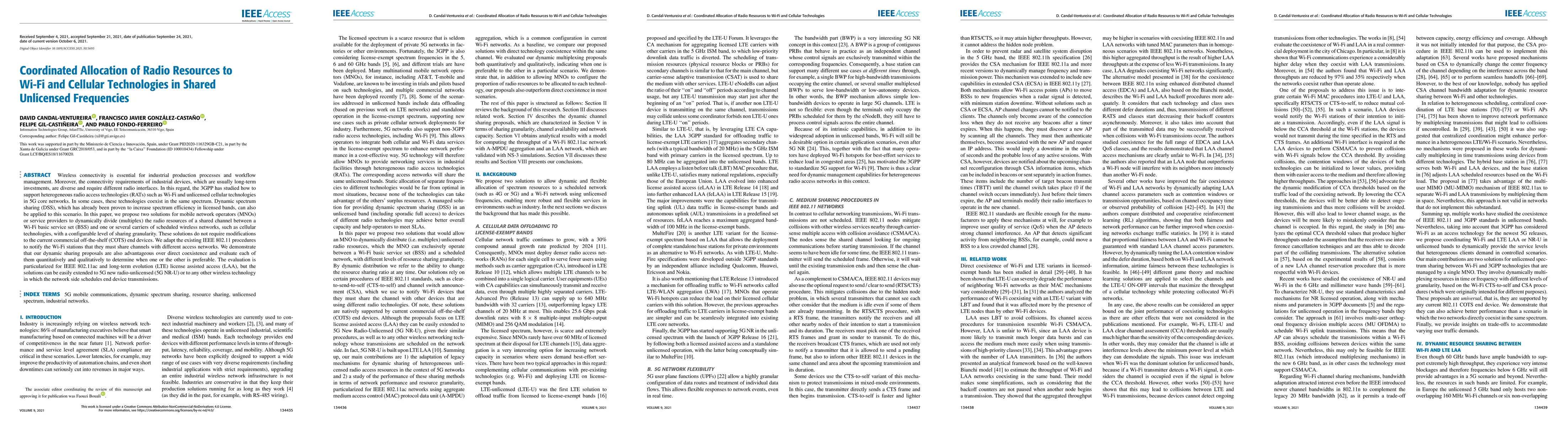 Thumbnail for Coordinated Allocation of Radio Resources to Wi-Fi and Cellular
  Technologies in Shared Unlicensed Frequencies