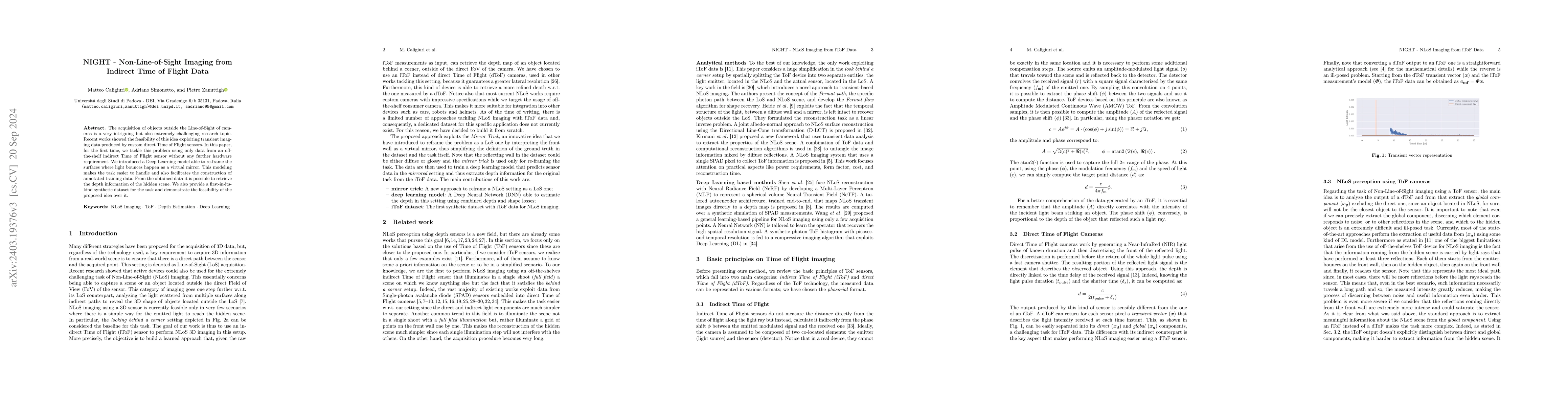 Thumbnail for NIGHT -- Non-Line-of-Sight Imaging from Indirect Time of Flight Data