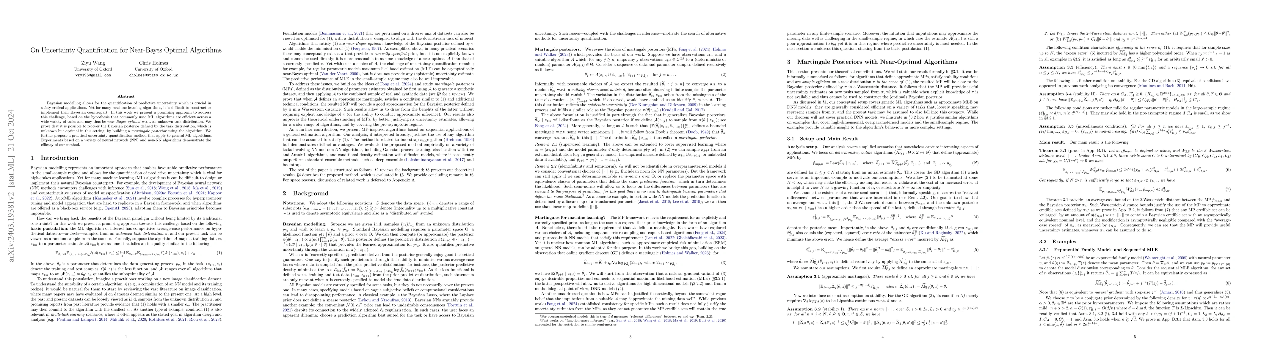 Thumbnail for On Uncertainty Quantification for Near-Bayes Optimal Algorithms