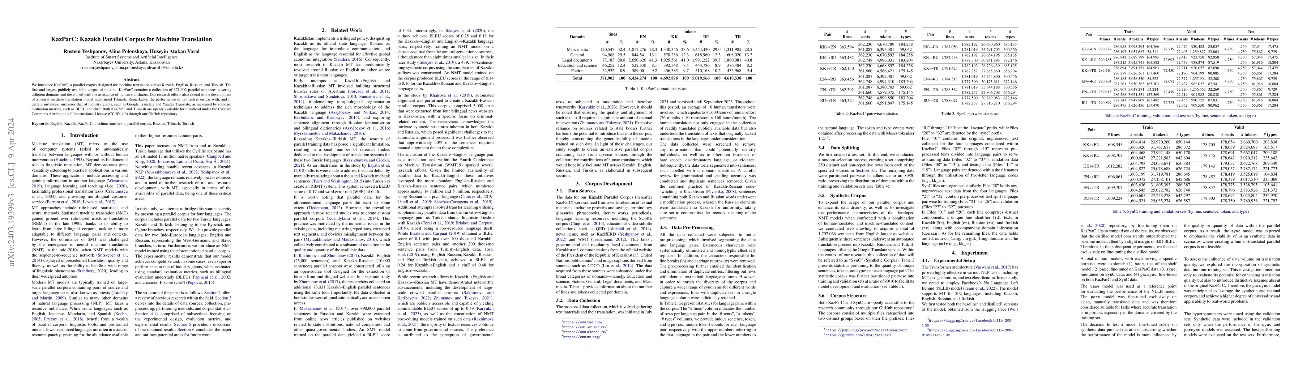 Thumbnail for KazParC: Kazakh Parallel Corpus for Machine Translation