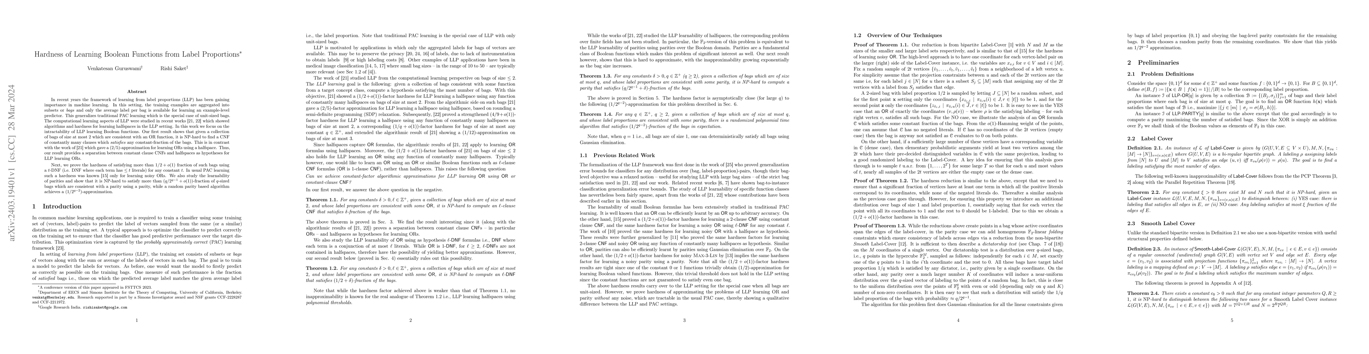 Thumbnail for Hardness of Learning Boolean Functions from Label Proportions