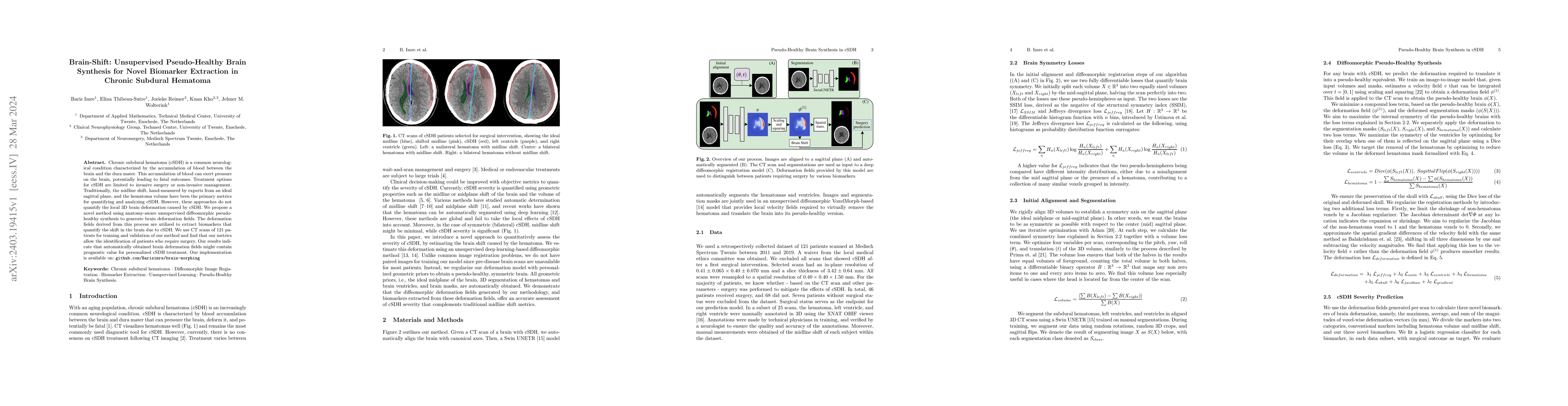 Thumbnail for Brain-Shift: Unsupervised Pseudo-Healthy Brain Synthesis for Novel
  Biomarker Extraction in Chronic Subdural Hematoma