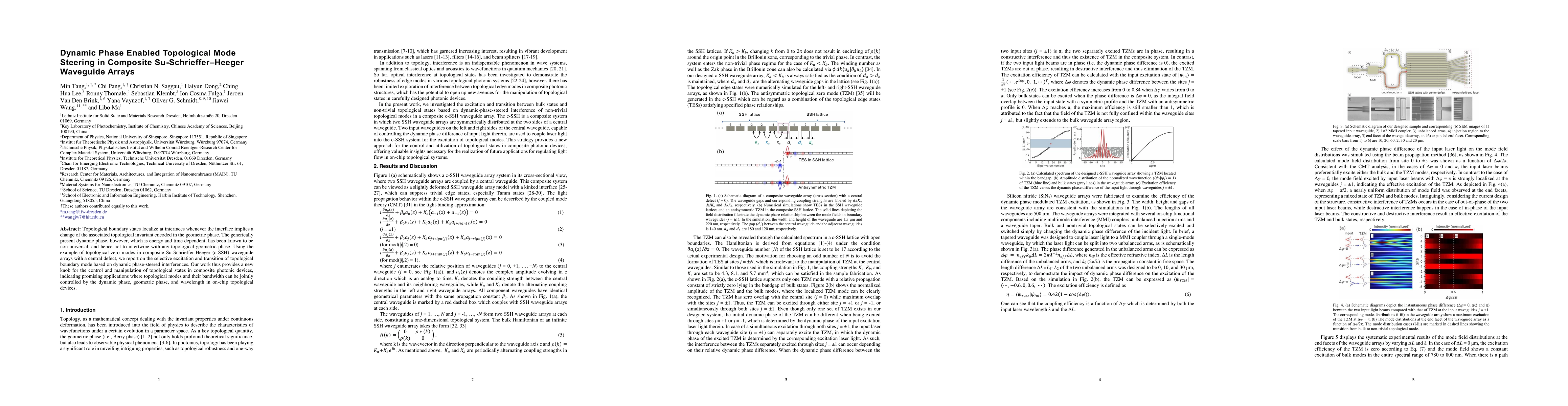 Thumbnail for Dynamic Phase Enabled Topological Mode Steering in Composite
  Su-Schrieffer-Heeger Waveguide Arrays