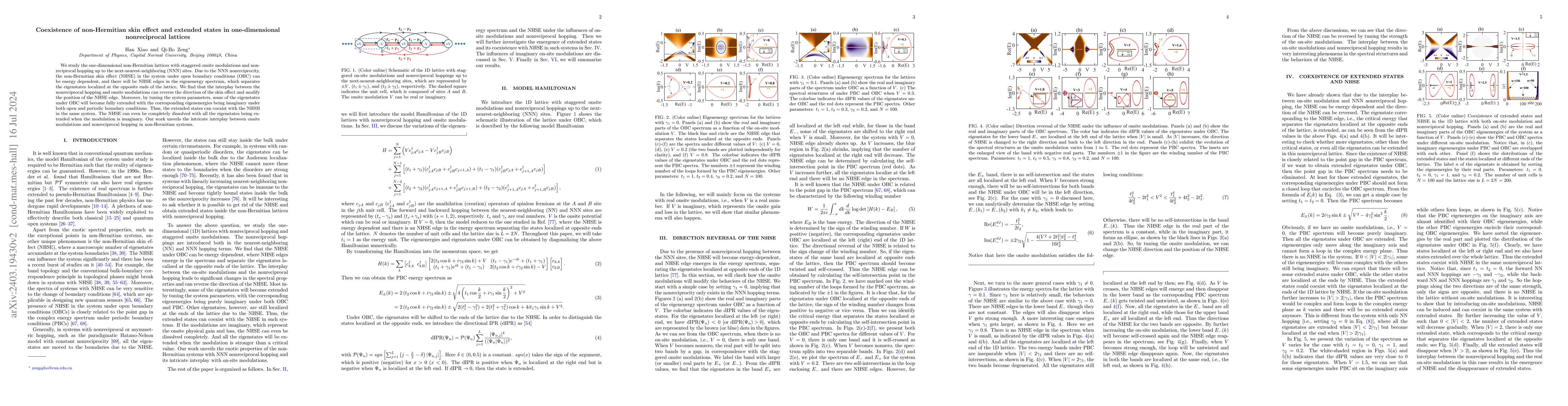 Thumbnail for Coexistence of non-Hermitian skin effect and extended states in
  one-dimensional nonreciprocal lattices