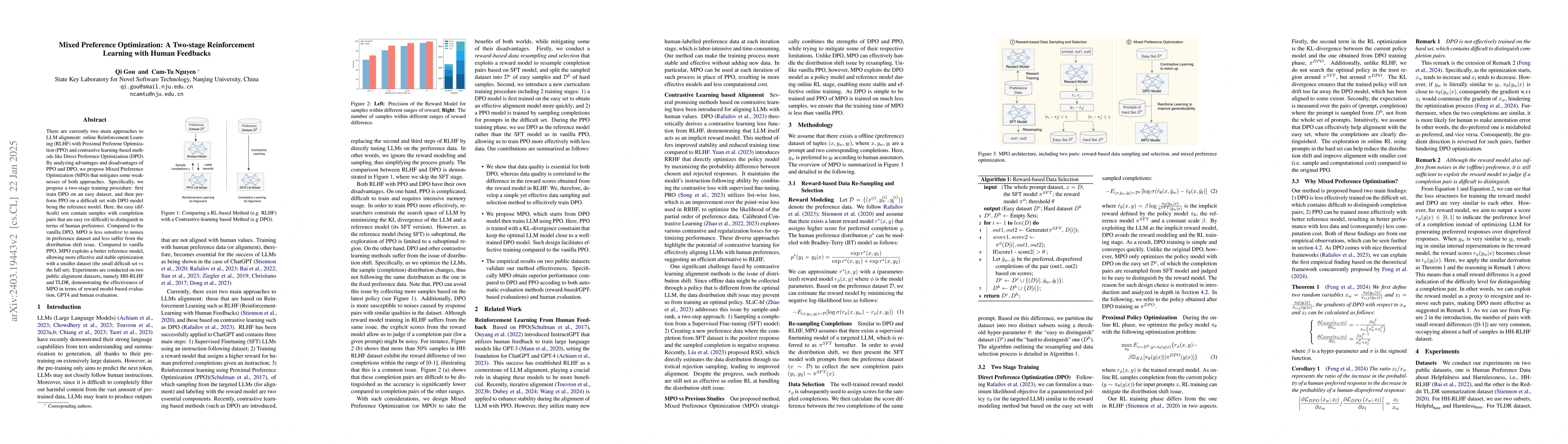 Thumbnail for Mixed Preference Optimization: Reinforcement Learning with Data
  Selection and Better Reference Model