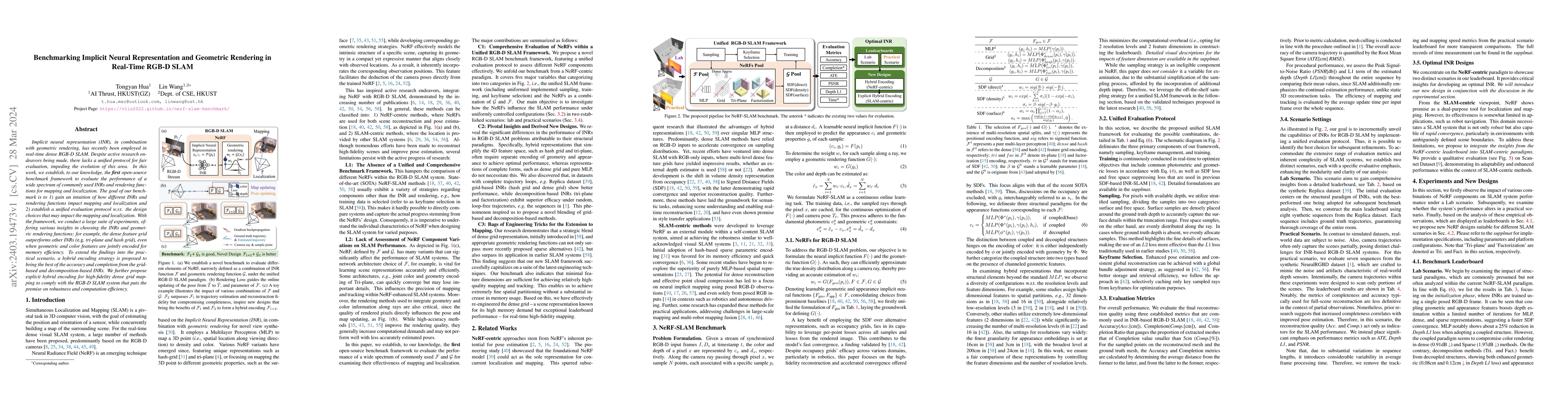 Thumbnail for Benchmarking Implicit Neural Representation and Geometric Rendering in
  Real-Time RGB-D SLAM