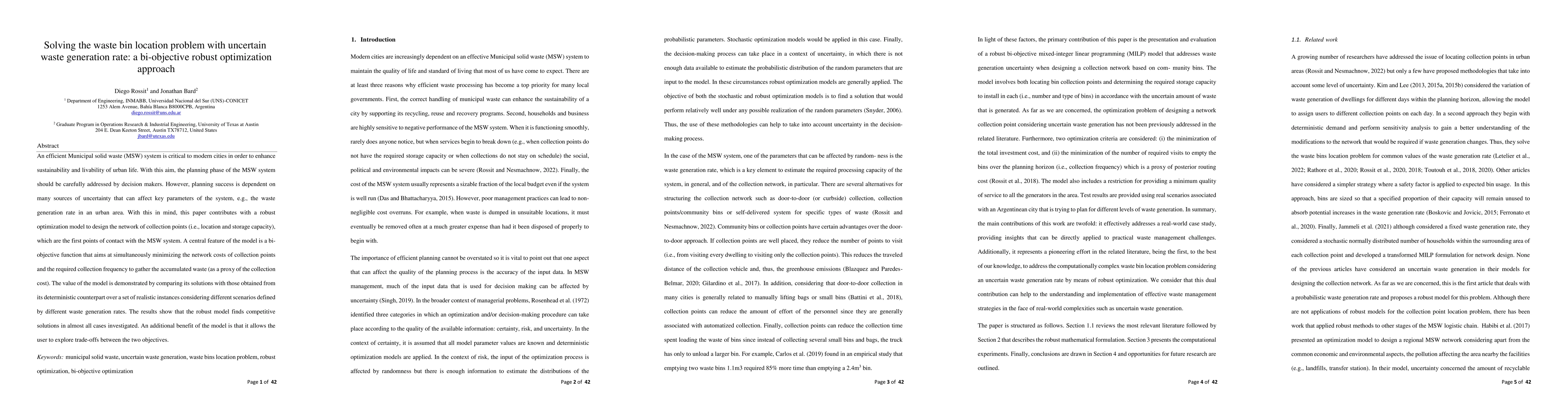 Thumbnail for Solving the waste bin location problem with uncertain waste generation
  rate: a bi-objective robust optimization approach