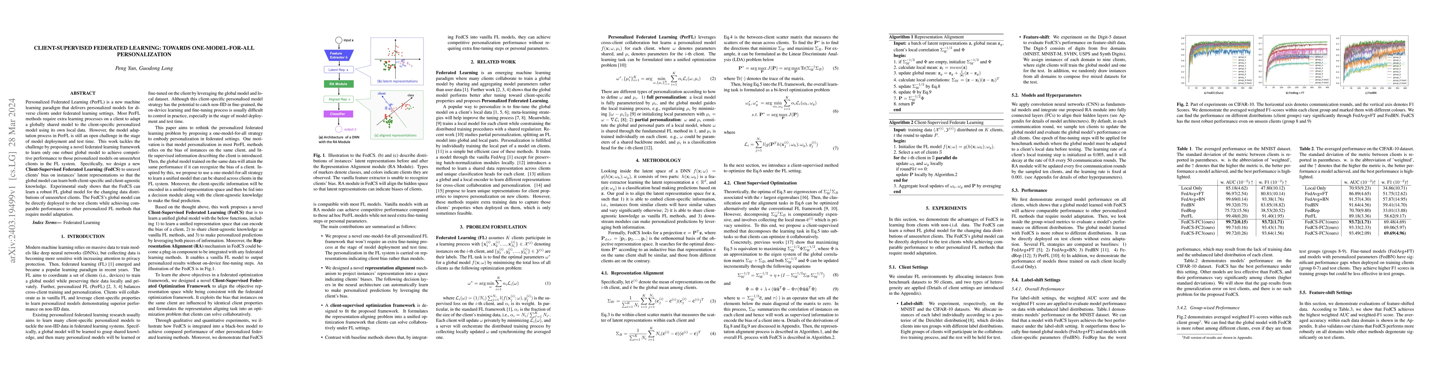 Thumbnail for Client-supervised Federated Learning: Towards One-model-for-all
  Personalization