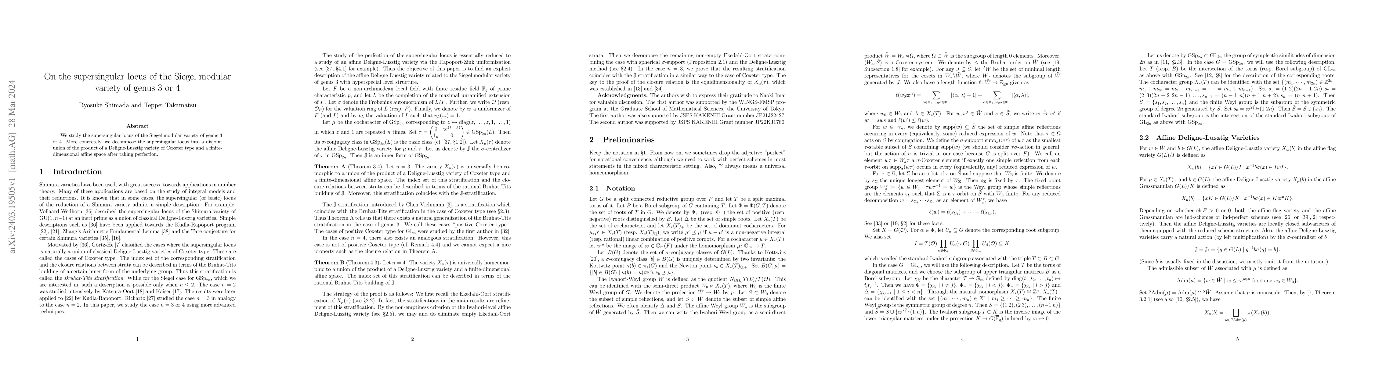 Thumbnail for On the supersingular locus of the Siegel modular variety of genus 3 or 4