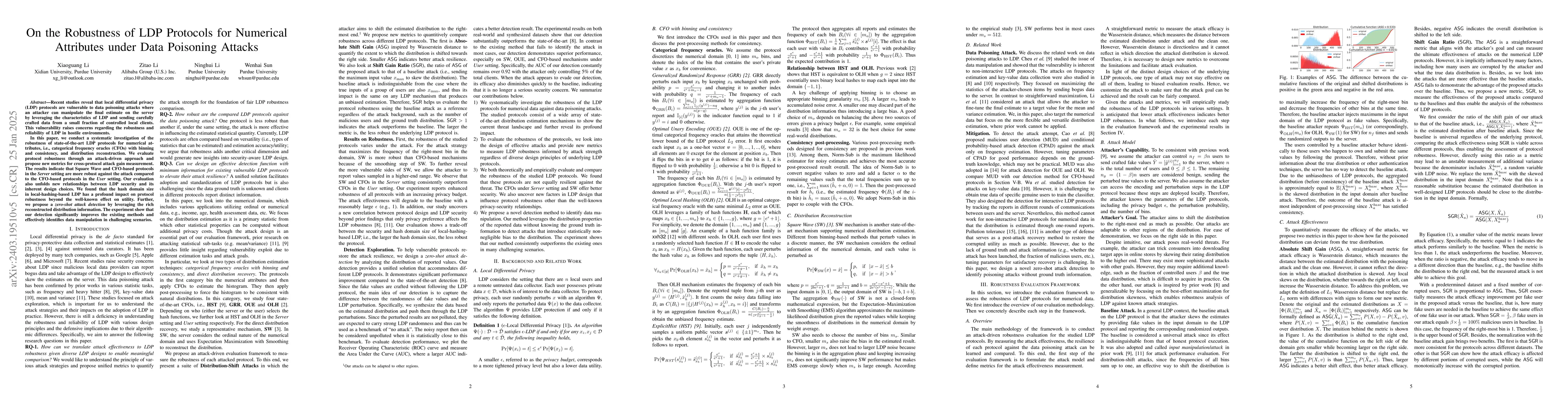 Thumbnail for On the Robustness of LDP Protocols for Numerical Attributes under Data
  Poisoning Attacks