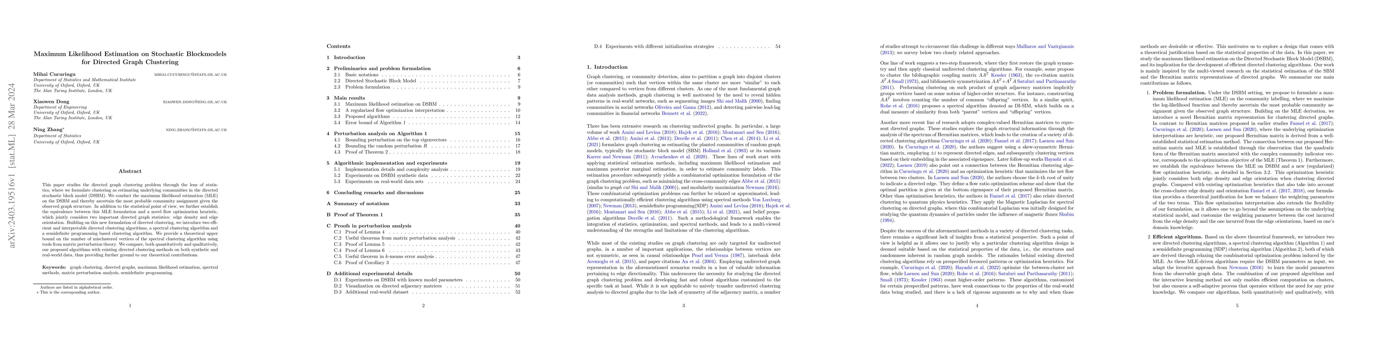 Thumbnail for Maximum Likelihood Estimation on Stochastic Blockmodels for Directed
  Graph Clustering