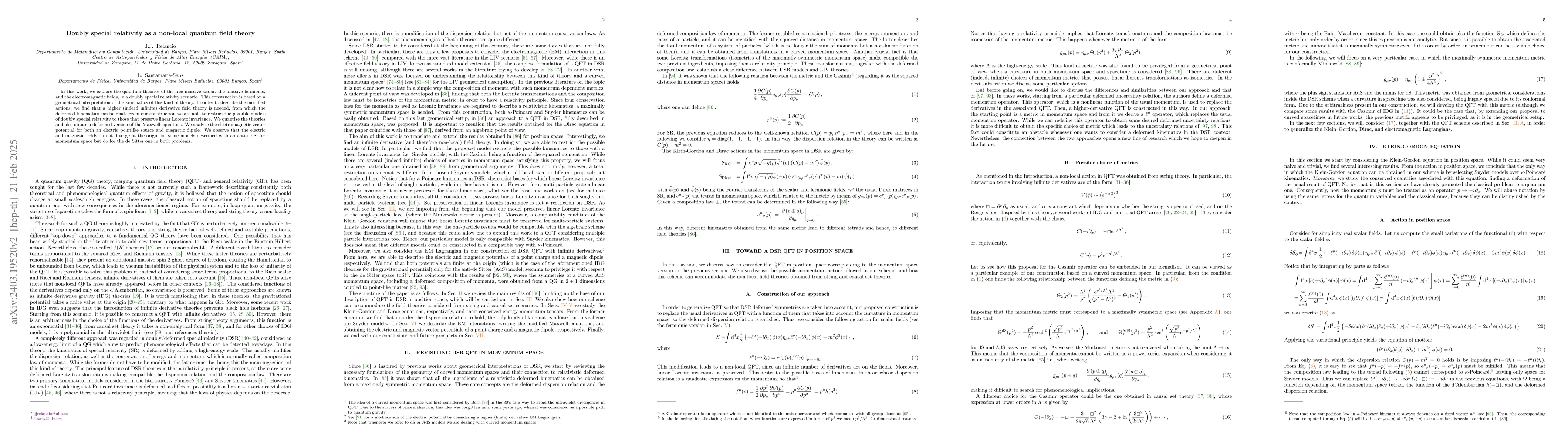 Thumbnail for Doubly special relativity as a non-local quantum field theory