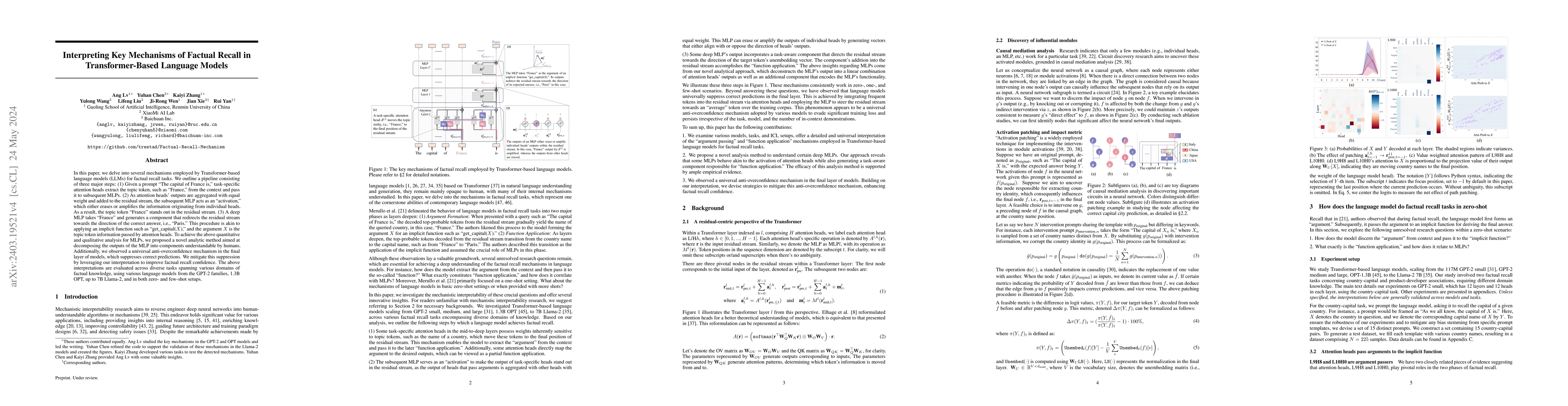 Thumbnail for Interpreting Key Mechanisms of Factual Recall in Transformer-Based
  Language Models