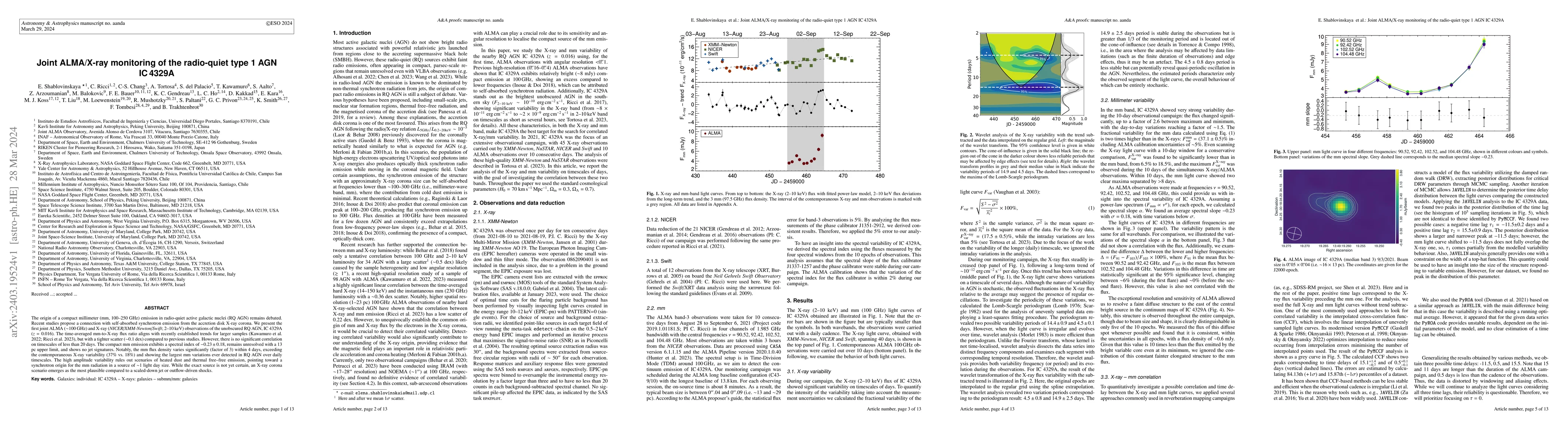 Thumbnail for Joint ALMA/X-ray monitoring of the radio-quiet type 1 AGN IC 4329A