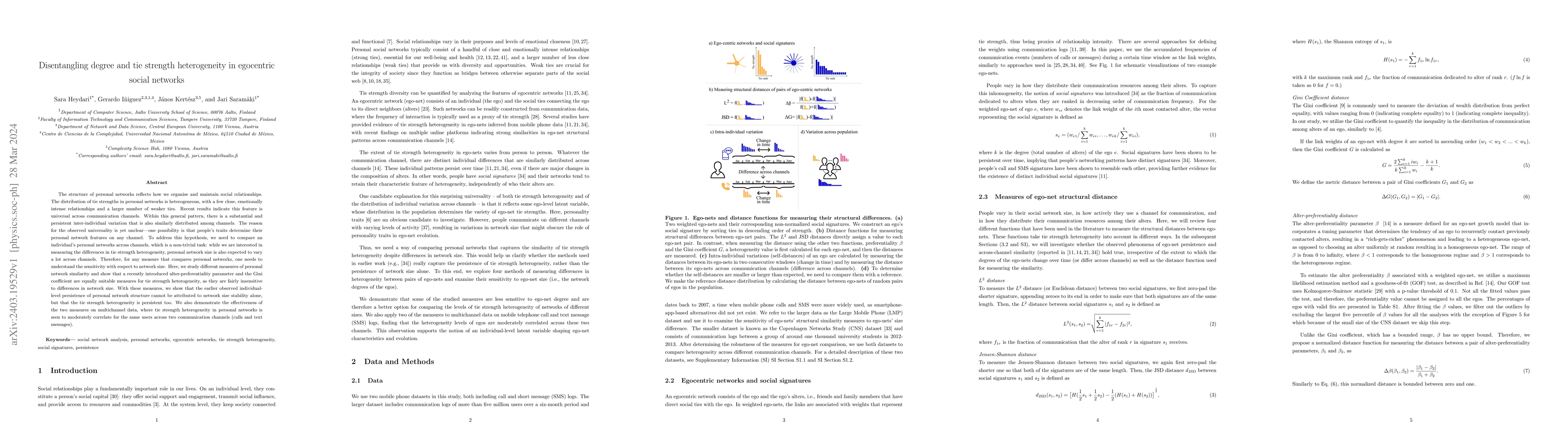 Thumbnail for Disentangling degree and tie strength heterogeneity in egocentric social
  networks