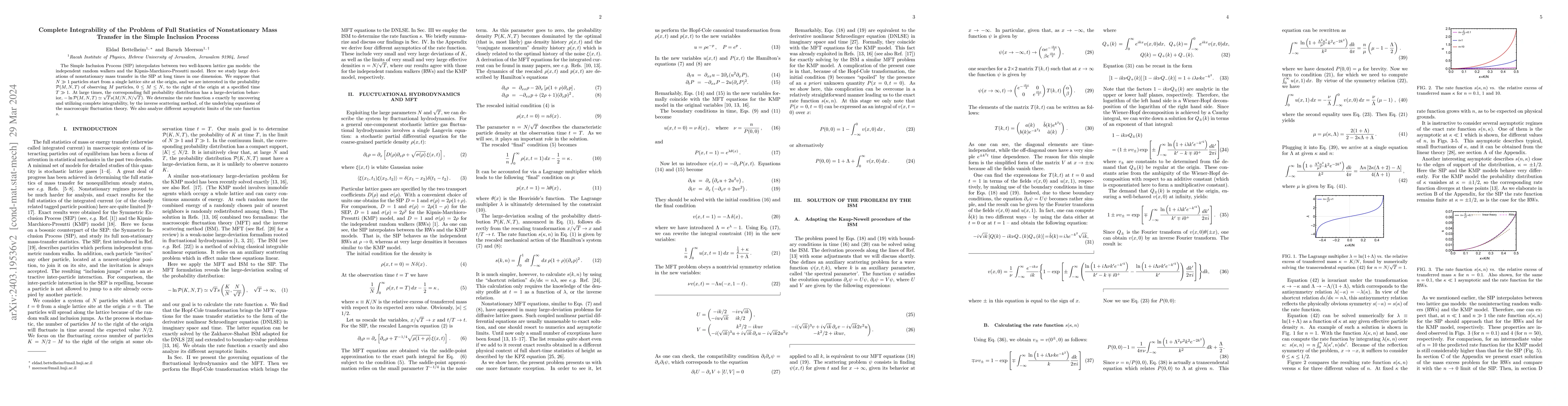 Thumbnail for Complete Integrability of the Problem of Full Statistics of
  Nonstationary Mass Transfer in the Simple Inclusion Process