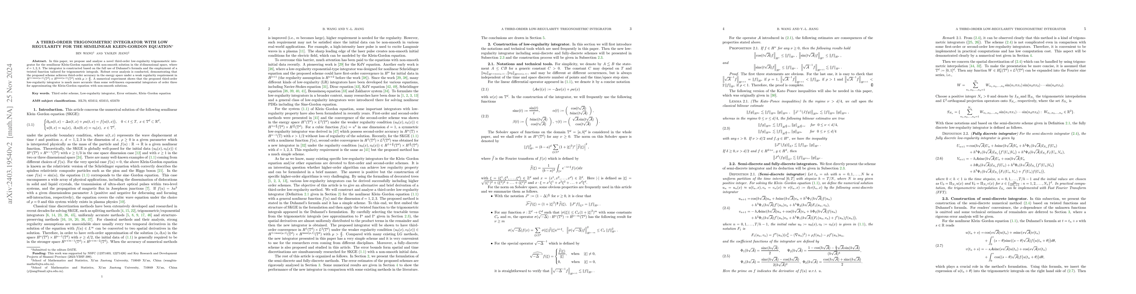 Thumbnail for A third-order low-regularity trigonometric integrator for the semilinear
  Klein-Gordon equation