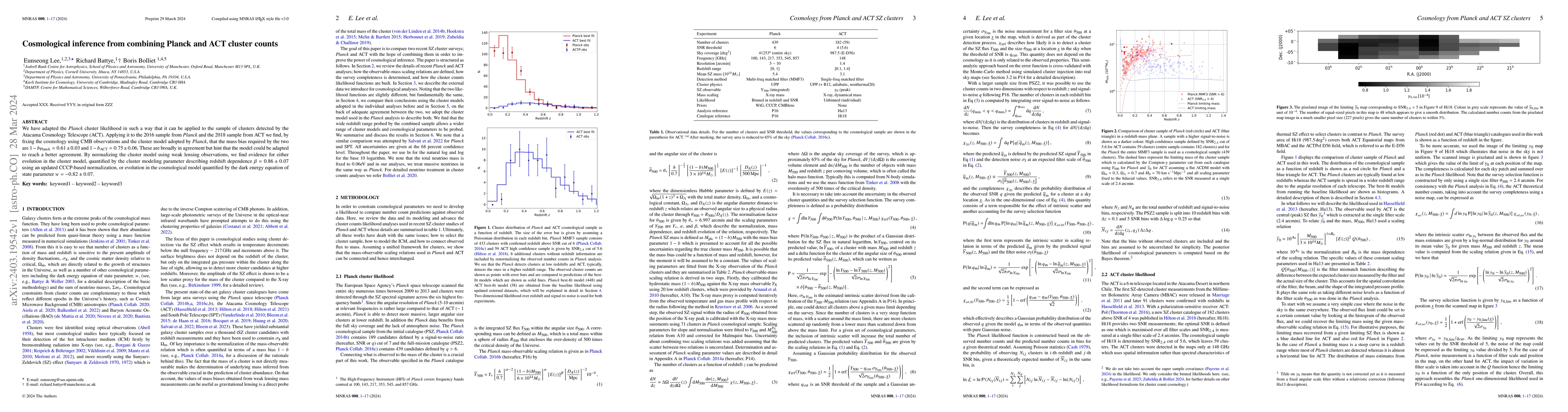Thumbnail for Cosmological inference from combining Planck and ACT cluster counts