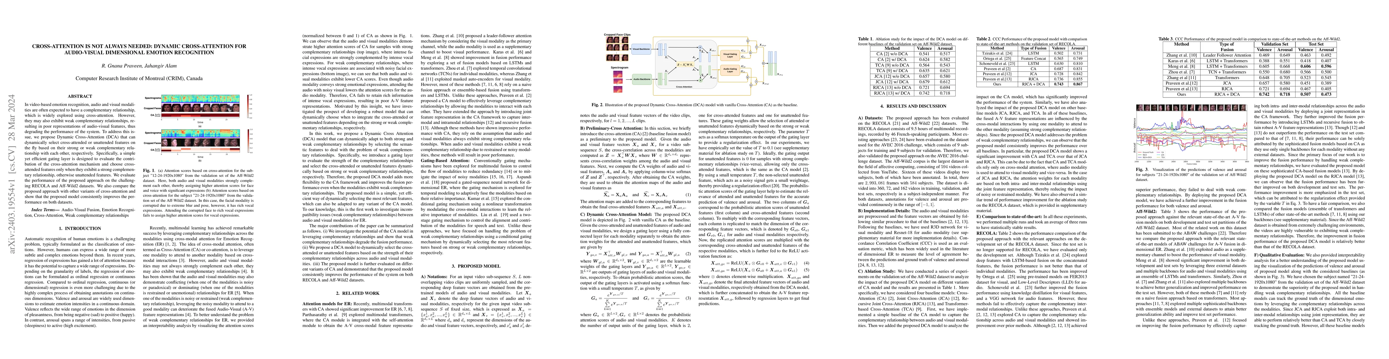 Thumbnail for Cross-Attention is Not Always Needed: Dynamic Cross-Attention for
  Audio-Visual Dimensional Emotion Recognition