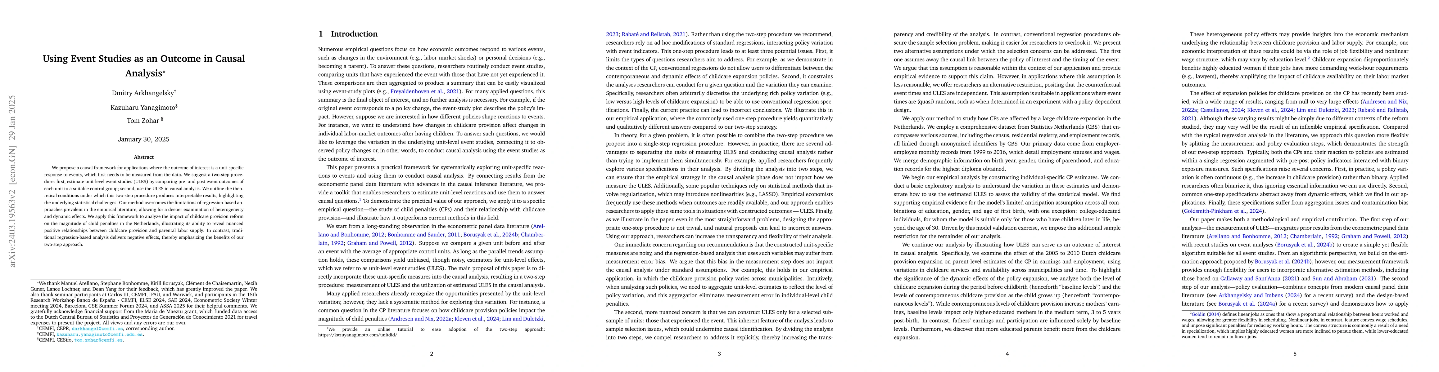 Thumbnail for Flexible Analysis of Individual Heterogeneity in Event Studies:
  Application to the Child Penalty