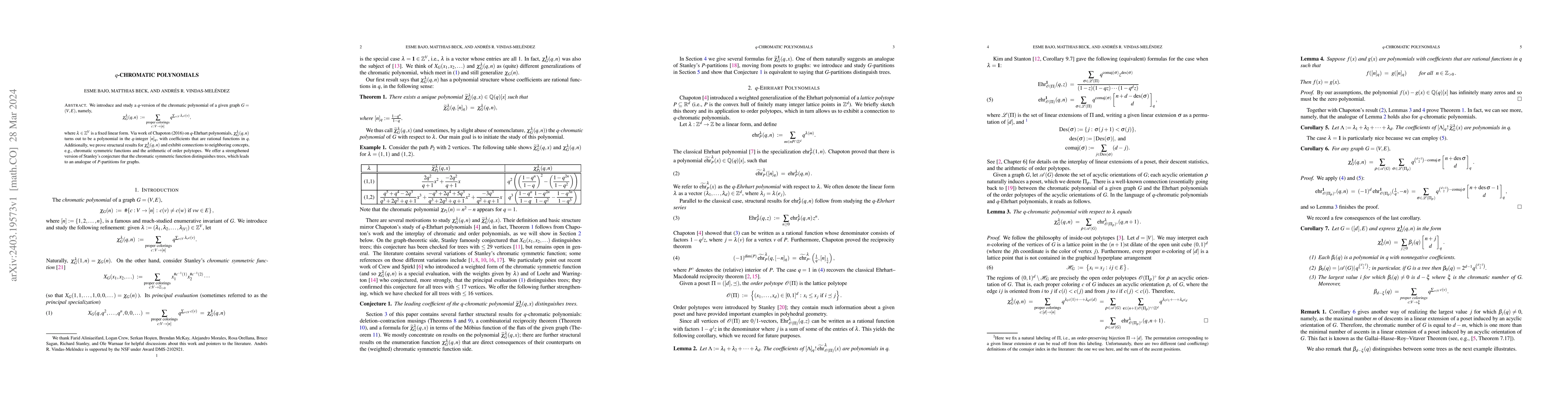 Thumbnail for $q$-Chromatic polynomials
