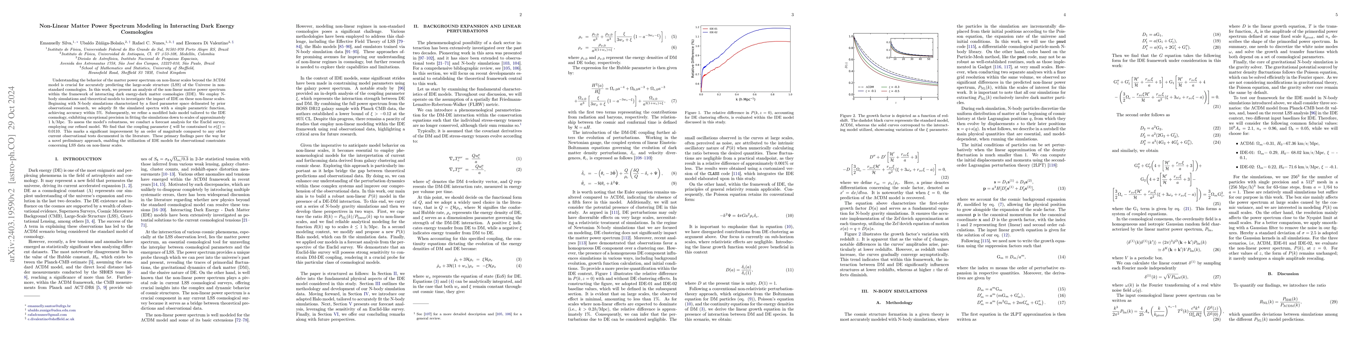 Thumbnail for Non-Linear Matter Power Spectrum Modeling in Interacting Dark Energy
  Cosmologies