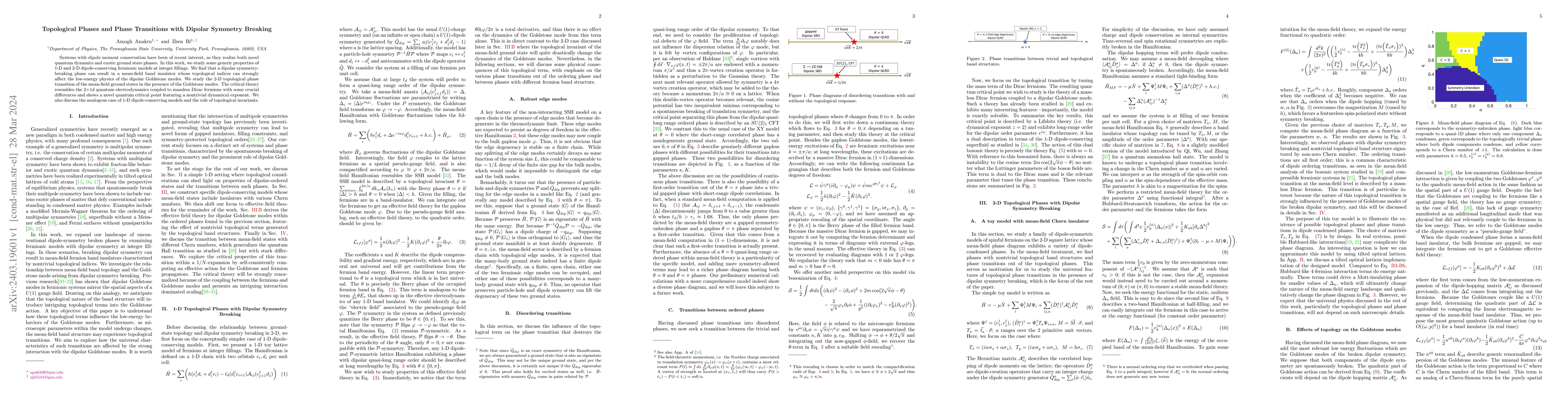 Thumbnail for Topological Phases and Phase Transitions with Dipolar Symmetry Breaking