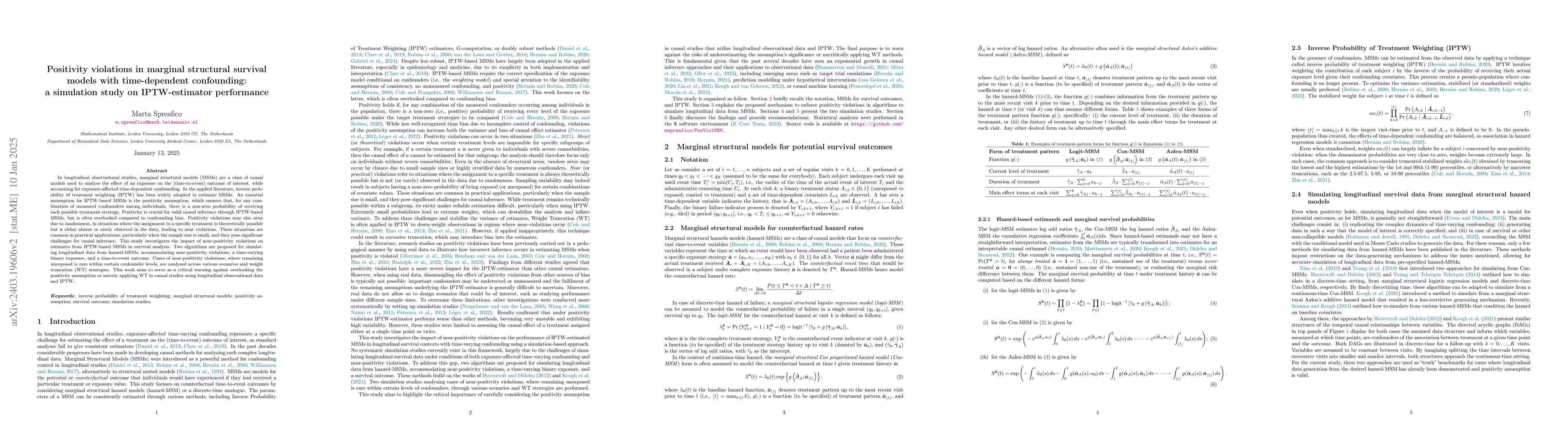 Thumbnail for Positivity violations in marginal structural survival models with
  time-dependent confounding: a simulation study on IPTW-estimator performance