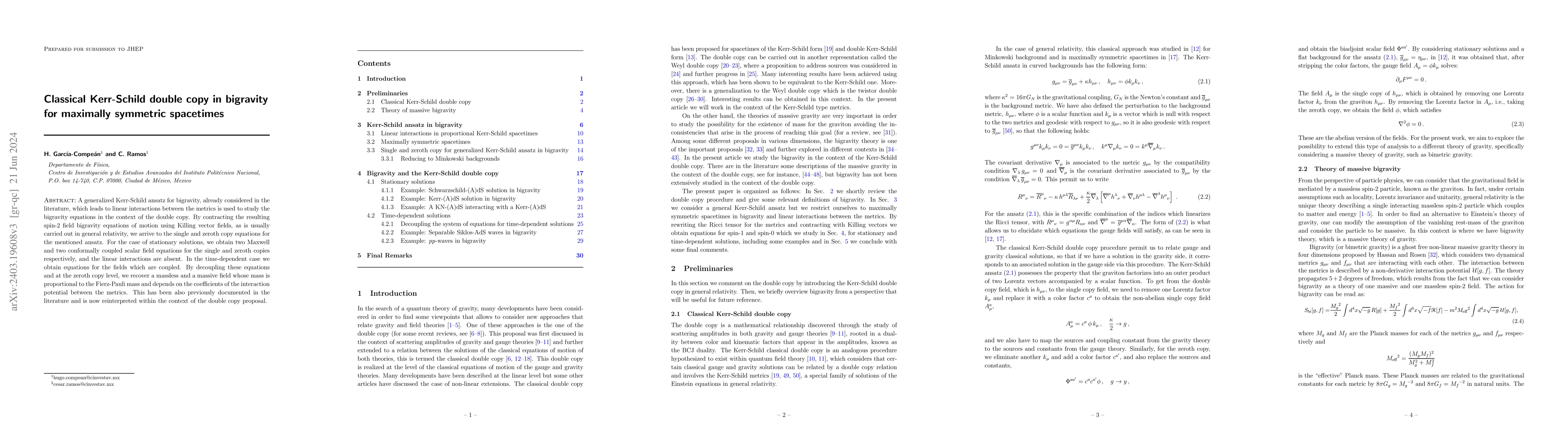 Thumbnail for Classical Kerr-Schild double copy in bigravity for maximally symmetric
  spacetimes
