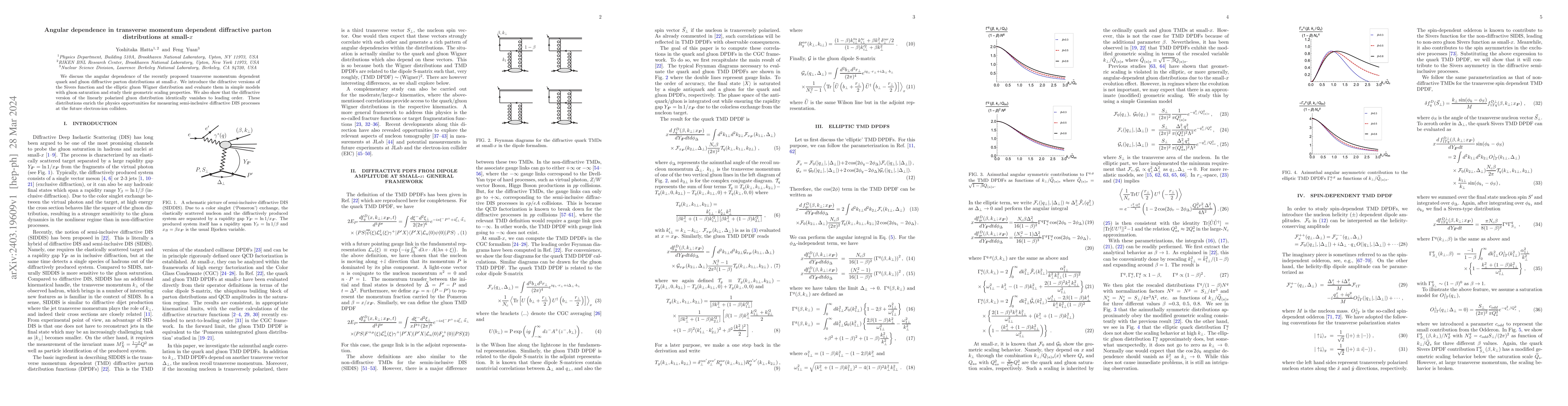 Thumbnail for Angular dependence in transverse momentum dependent diffractive parton
  distributions at small-$x$