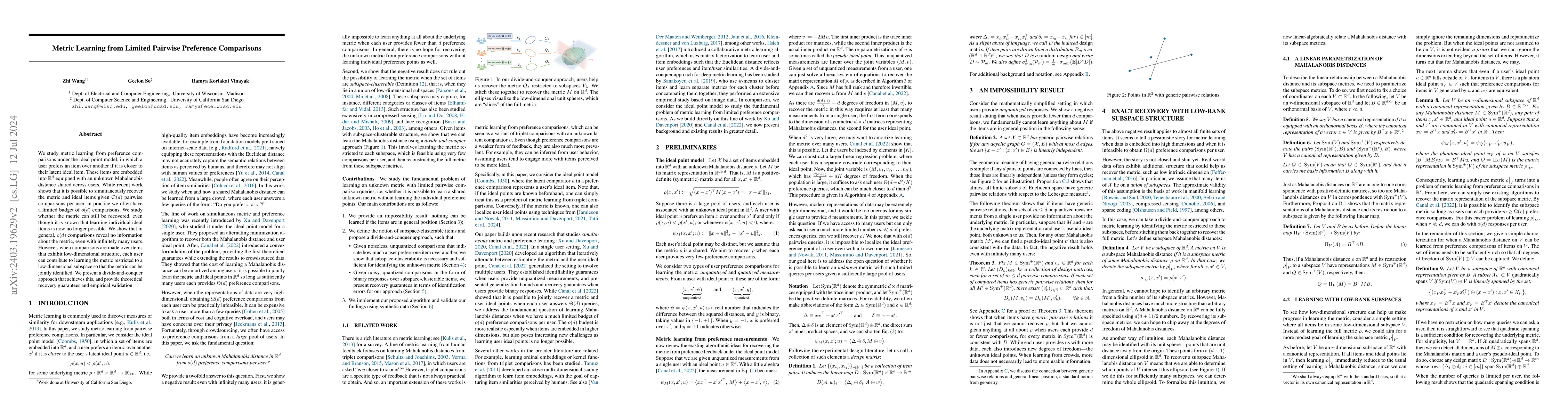 Thumbnail for Metric Learning from Limited Pairwise Preference Comparisons