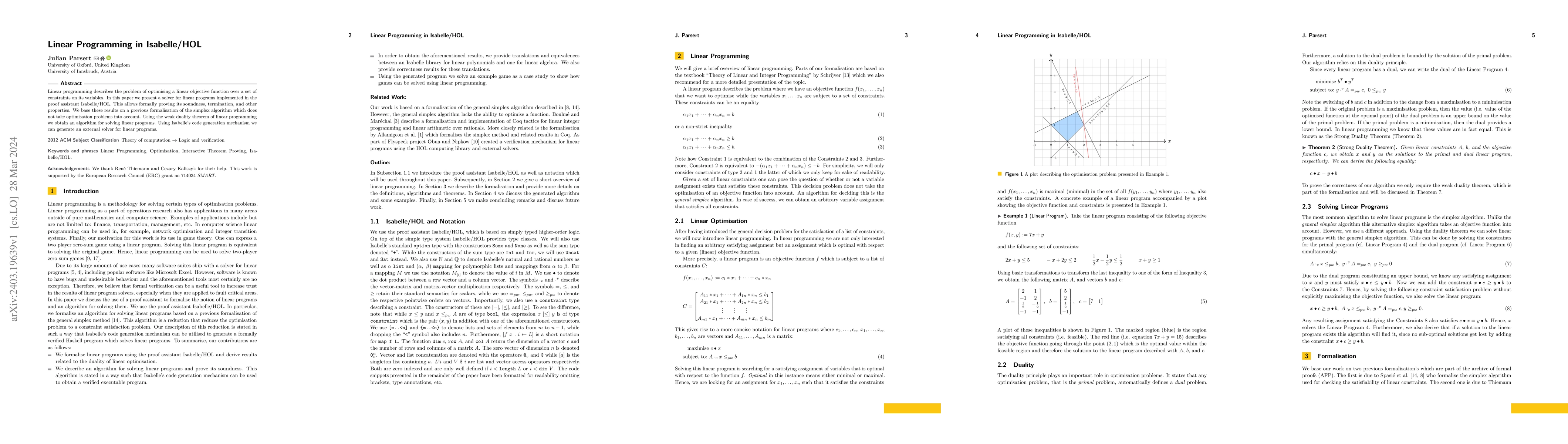 Thumbnail for Linear Programming in Isabelle/HOL