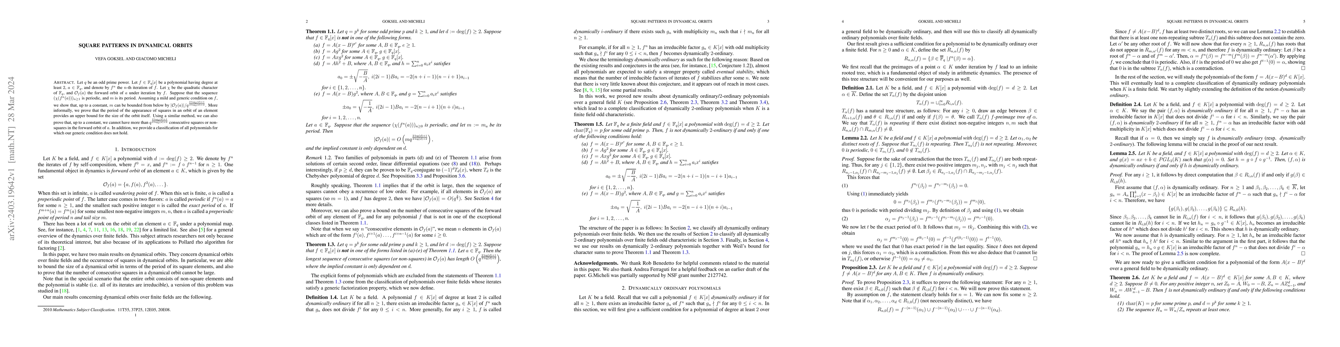 Thumbnail for Square patterns in dynamical orbits